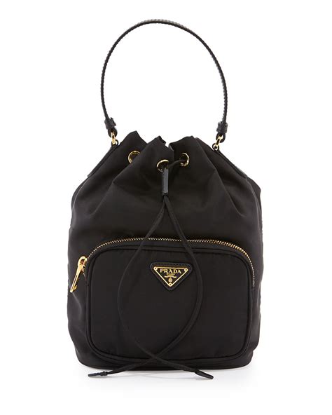 Prada Tessuto Mini Bucket Crossbody Bag, Black (Nero)